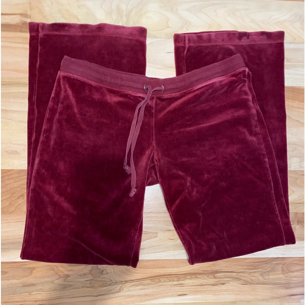 Red flare/ wide leg velour joggers low rise